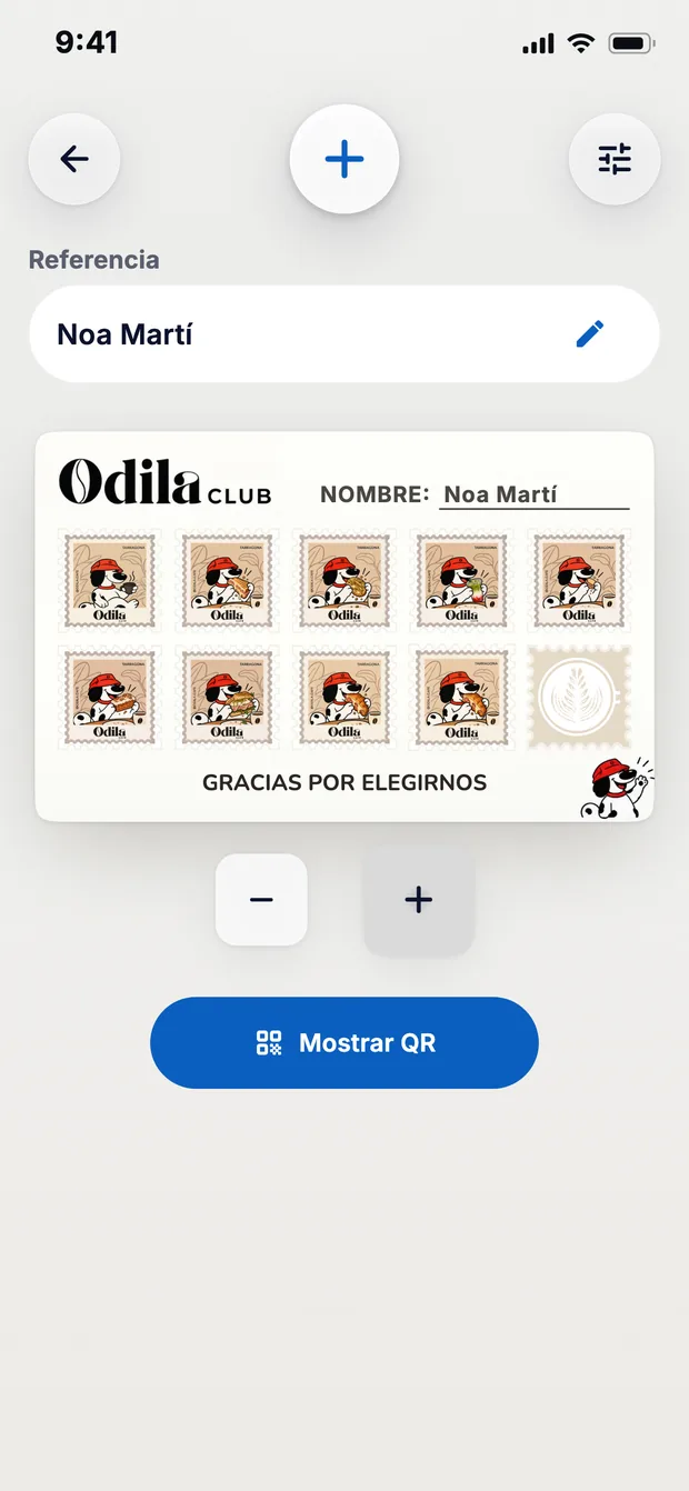La tarjeta de Odila Cafe de Noa Martí a un sello del premio, justo antes de completarla.